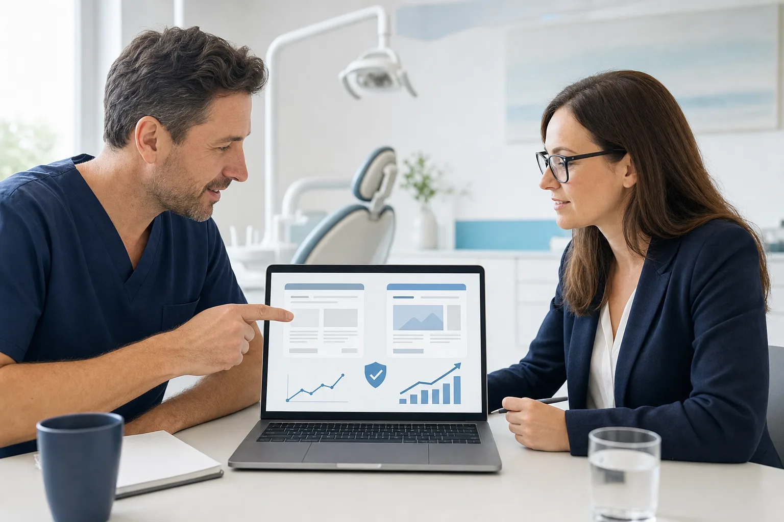 Zahnarzt und Digitalstrategin vergleichen zwei Website-Versionen
